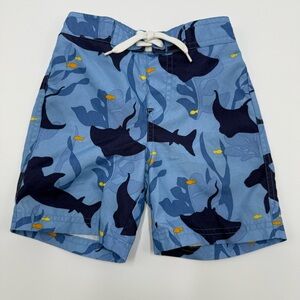 Janie and Jack Boys Blue Shark Print Swim Trunks 6 to 12 Months